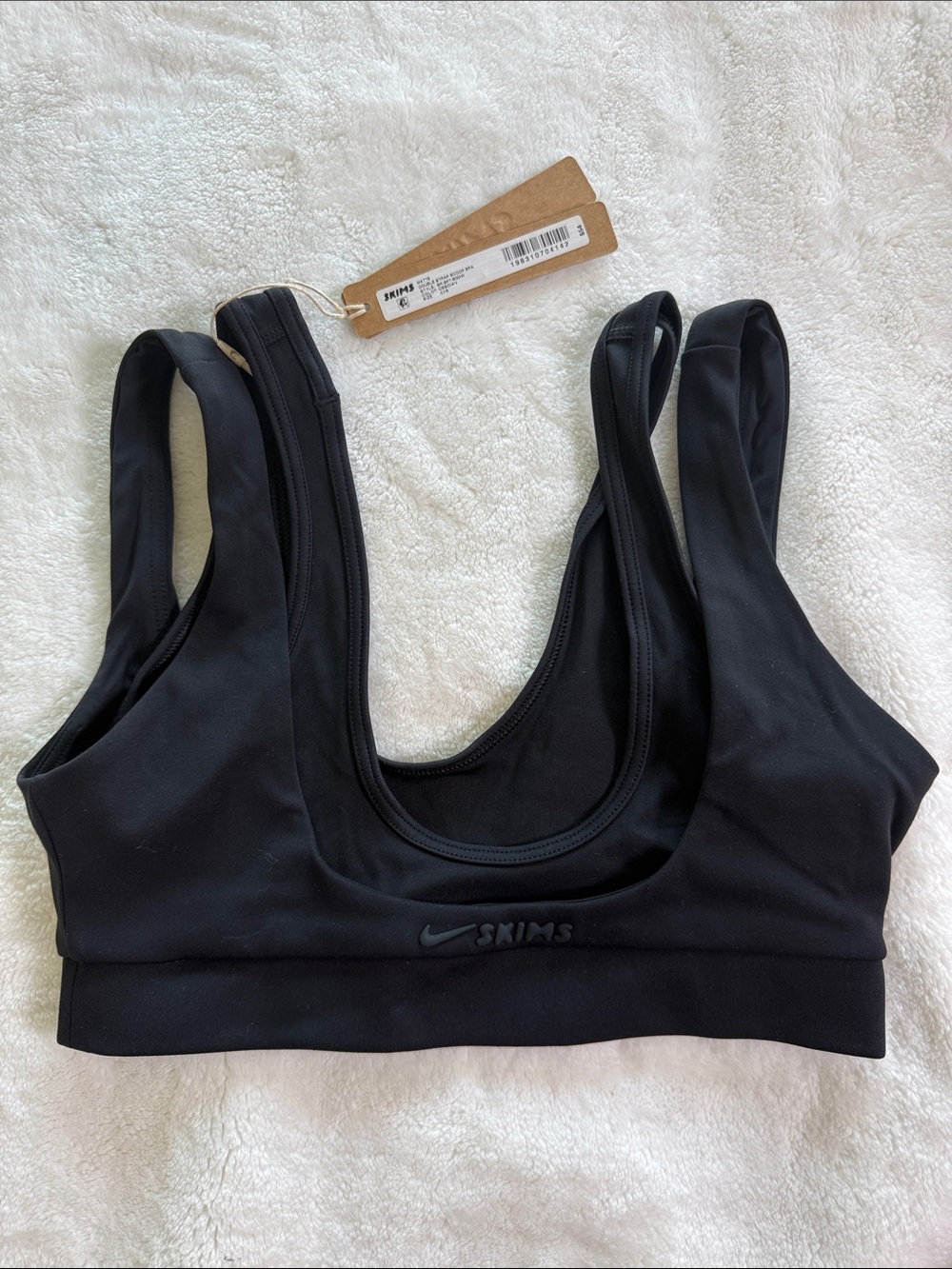 NWT Nike x SKIMS Matte Double-Strap Scoop Bra - Obsidian - XXS